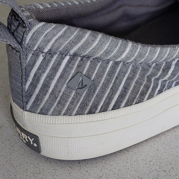 Sperry Memory Foam Gray/Whte  Striped Top-Siders Size 7M - Picture 8 of 16